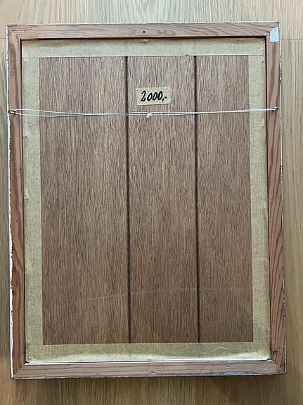 Tavla stadssiluett med båtar trärelief