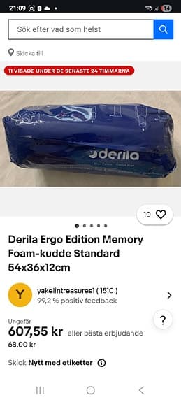 2 ergonomiska kuddar med 4 tillhörande örngott