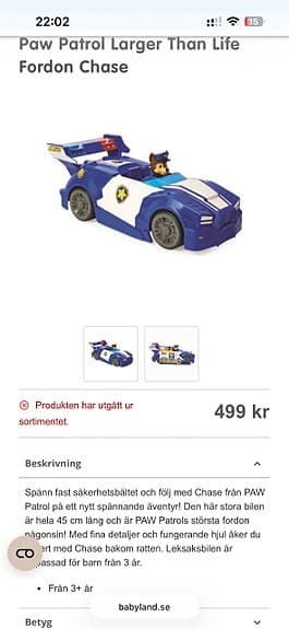 Paw Patrol Chase polisbil leksaksfordon blå