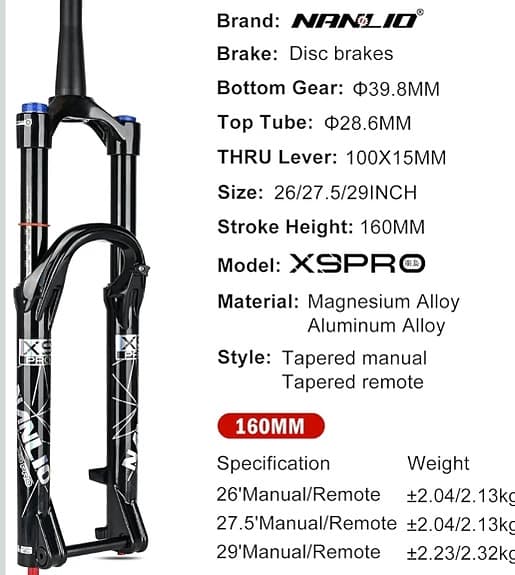 MTB framgaffel med dämpning