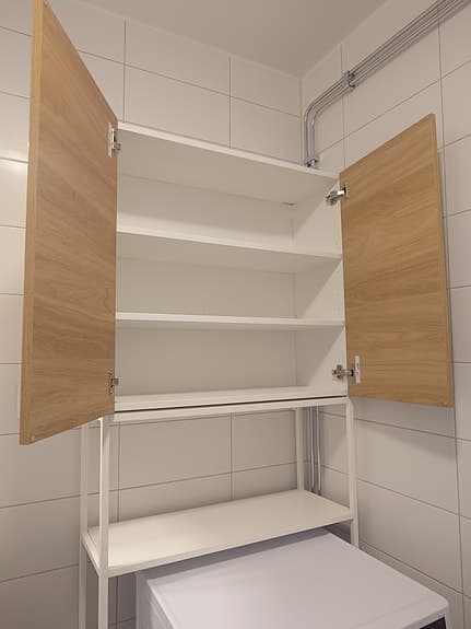 IKEA ENHET förvaringskombination, vit/ekmönstrad