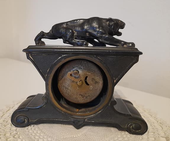 Dekorativ bordsklocka – pantermotiv – vintage – Made in Germany