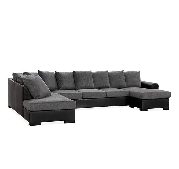 Large Soffa med Divan och Schäslong i Konstläder/Tyg