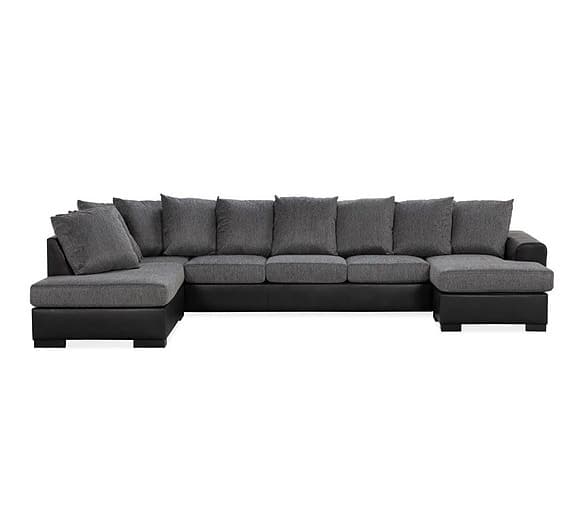 Large Soffa med Divan och Schäslong i Konstläder/Tyg