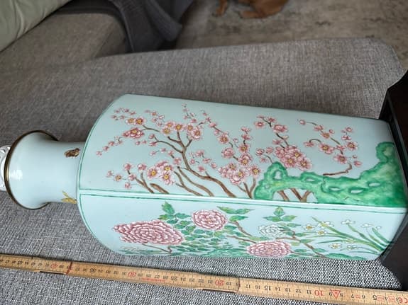 Kaiser porslin bordslampa – handmålad, Barbro Engblom 1976, 65 cm