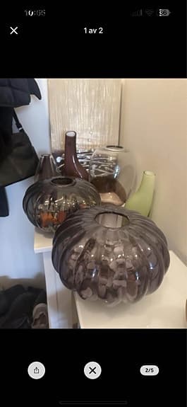 vaser glas brun och klarglas