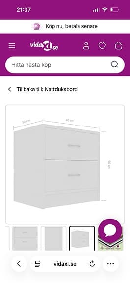 Sängbord 2 st vita - helt nya