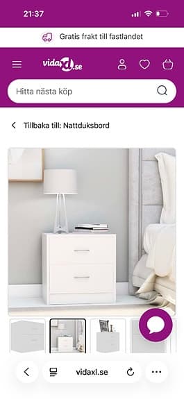 Sängbord 2 st vita - helt nya