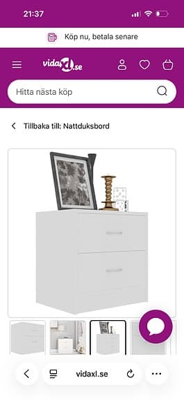 Sängbord 2 st vita - helt nya