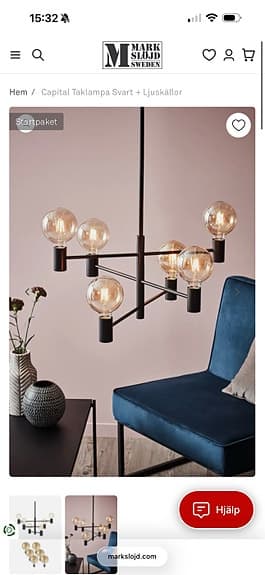 Markslöjd Capital lampa matt svart