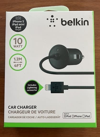 Belkin billaddare 10W med Lightning-kabel 1,2 m svart