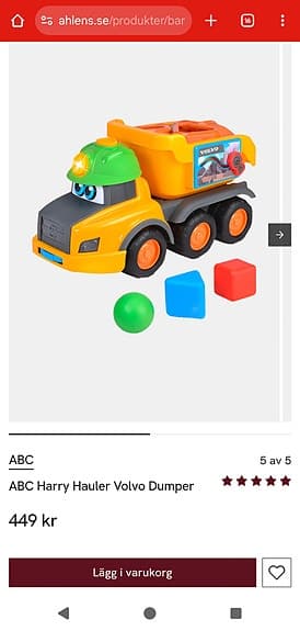 ABC Harry Hauler leksaksbil OBRUTEN