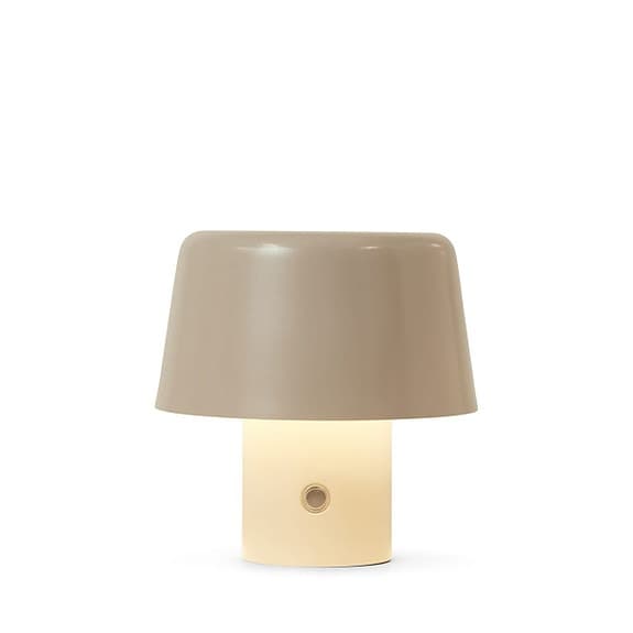 Portabel lampa från granit, Färgen är gråbeige och lampan kvar i sitt paket.