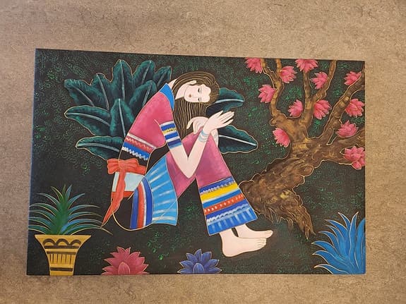 Harmonisk tavla med kvinna - canvas