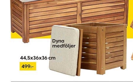 Förvaringsbänk i trä med dyna
