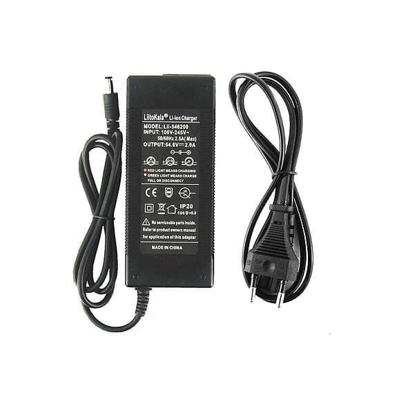 El cykel/sparkcykel LiitoKala 48V (54.6V) 2A batteriladdare