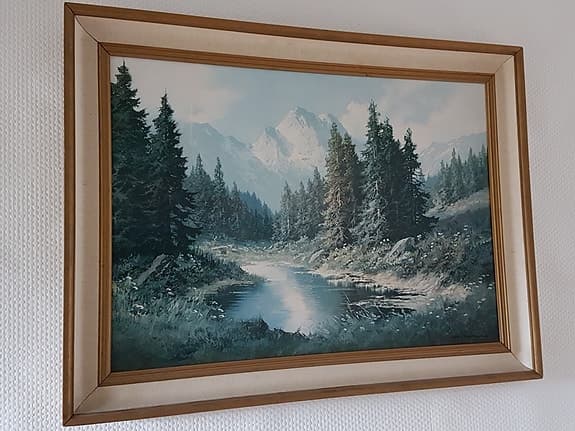 Tavla av Johannes Bochmann med landskapsmotiv  62x82 cm