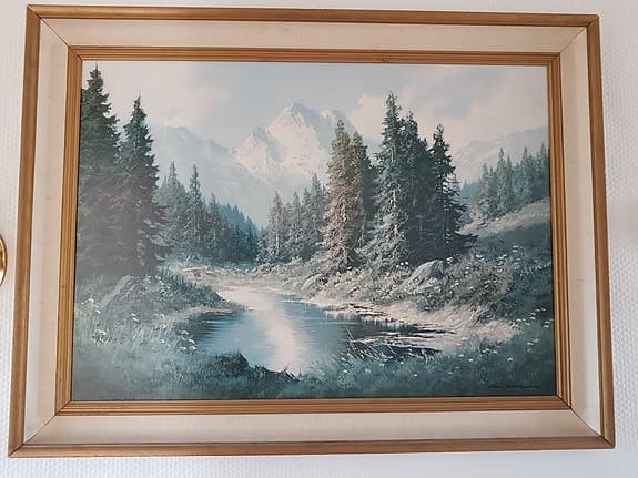 Tavla av Johannes Bochmann med landskapsmotiv  62x82 cm