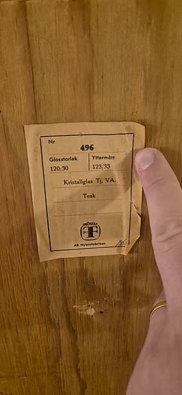 Spegel Fröseke Ab nybrofabriken kristallglas 123*33cm teak