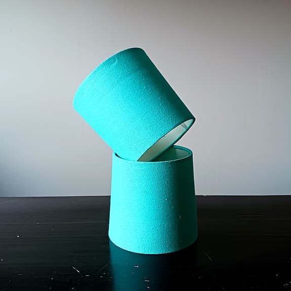 Lampskärmar, turkost tyg