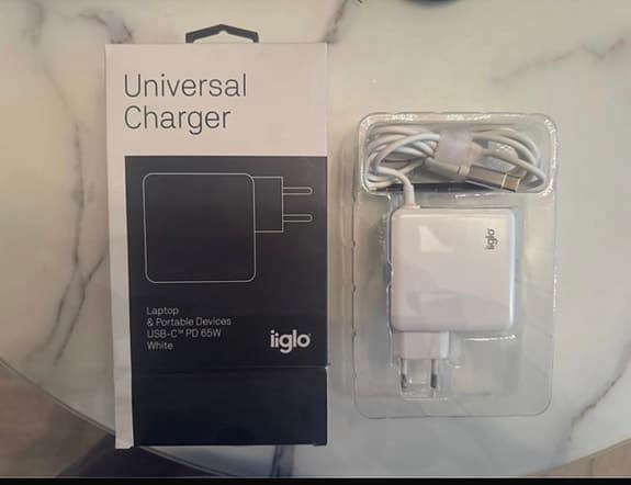 Iglo universal laddare USB‑C PD 65W vit