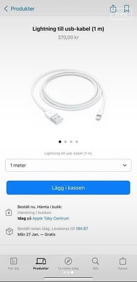 3 st USB to Lightning Charge Cable (1 m) - helt nya (180kr/st, alla för 450kr)