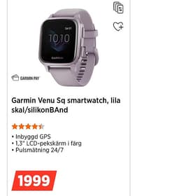 Garmin Venu Sq smartwatch lila silikonarmband
