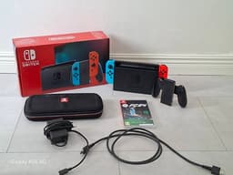 Nintendo Switch spelkonsol neon röd blå