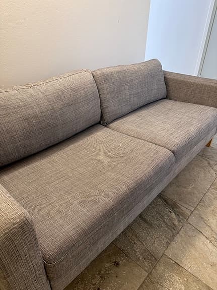 IKEA Soffa Karlstad 3-Sits Med Nackudde Ljus Grå Nytvättad Gratis Hemleverans