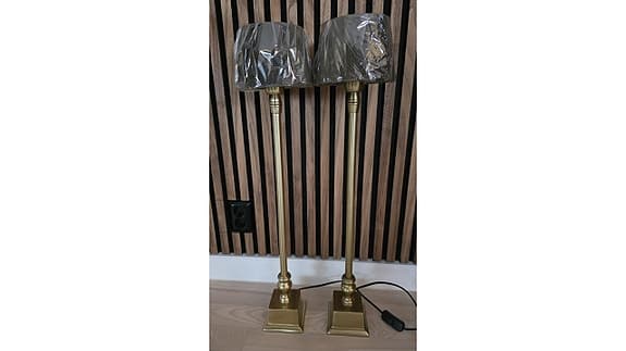 2st 65cm Bordslampor Lampfot med Lampskärm Mässing