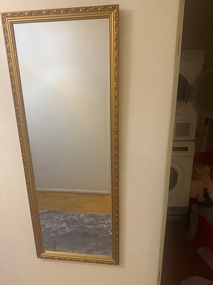 Jysk spegel helkropp med guldfärgad ram