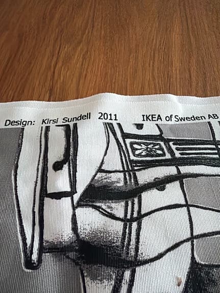 Ikea Kirsi Sundell textil metervara grå svart mönstrad