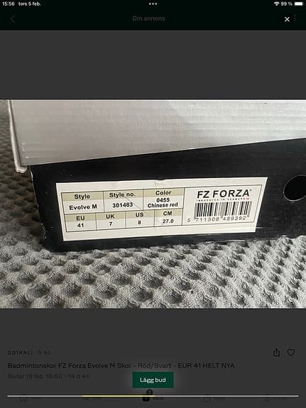 Badmintonskor FZ Forza Evolve, storlek 41