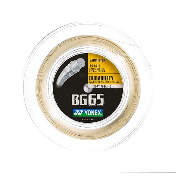 Yonex BG-65 Titanium badminton sena, rulle om 200 m, vit