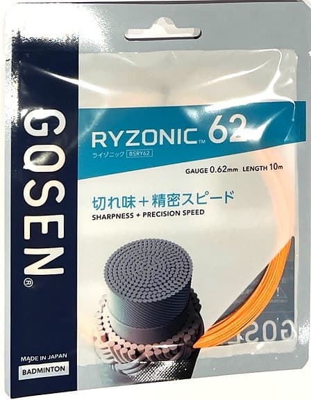Gosen Ryzonic 62, badminton sena, set om 10 m, Orange