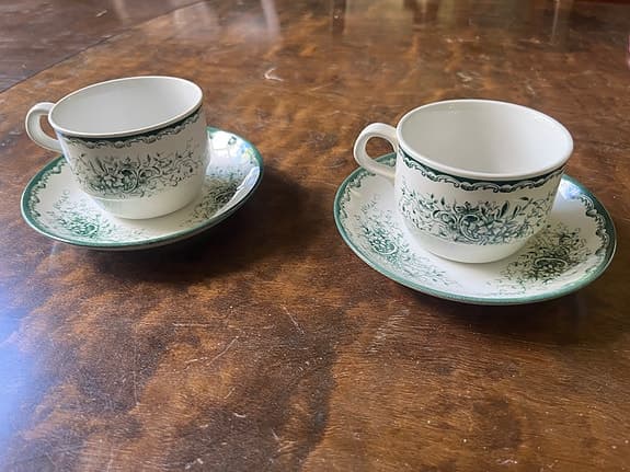 2st kaffekoppar och fat Rörstrand "gröna anna"