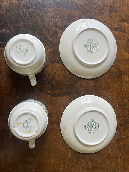 2st kaffekoppar och fat Rörstrand "gröna anna"