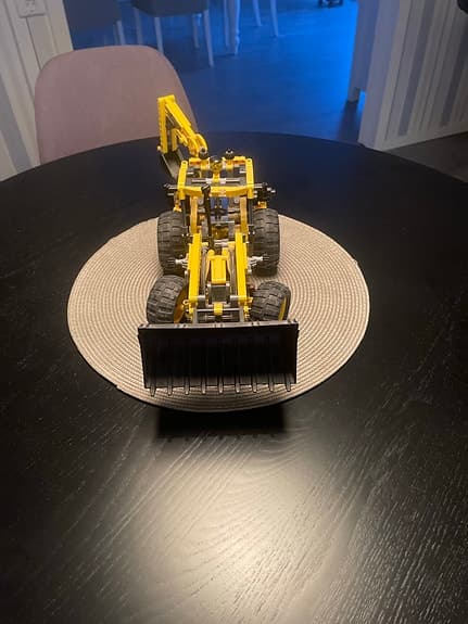 Lego Technic hjullastare med grävarm gul