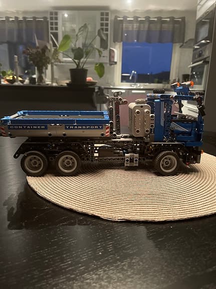 Lego lastbil med container blå