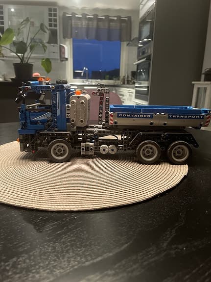 Lego lastbil med container blå