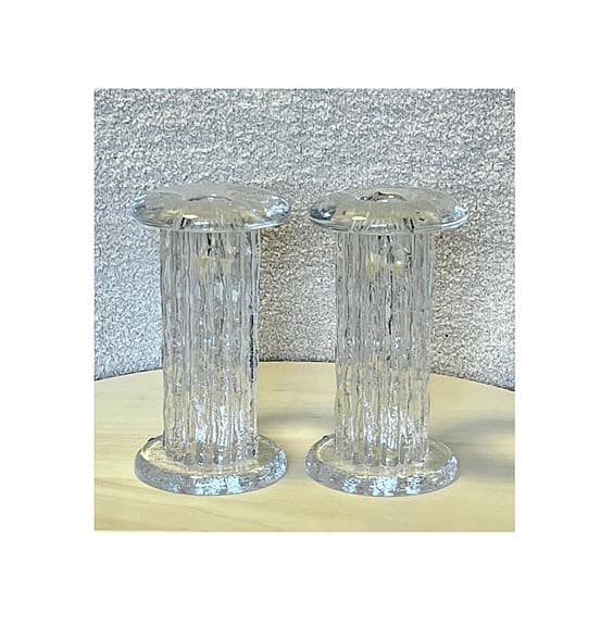 Paret ljusstakar “Rurik” av Göran Wärff för Kosta Boda – 15 cm, transparent glas