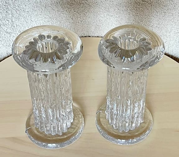 Paret ljusstakar “Rurik” av Göran Wärff för Kosta Boda – 15 cm, transparent glas