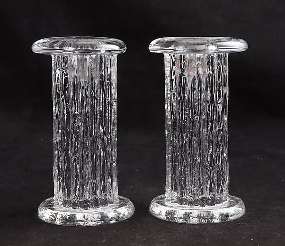 Paret ljusstakar “Rurik” av Göran Wärff för Kosta Boda – 15 cm, transparent glas
