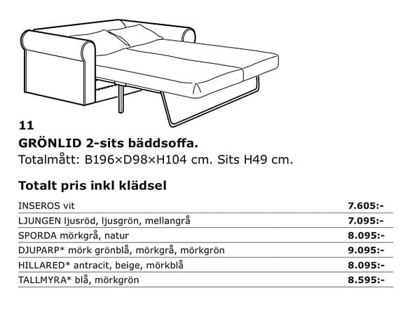 IKEA Grönlid 2-sits Beige Bäddsoffa Gratis Hemleverans