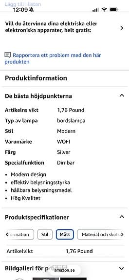 Bordslampa wofi silver