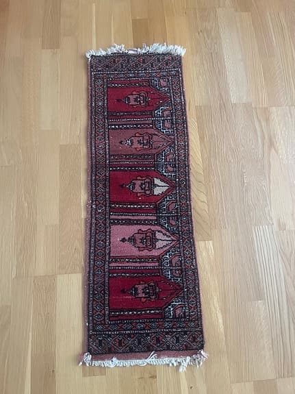 Handknuten orientalisk löpare röd Bokhara-stil