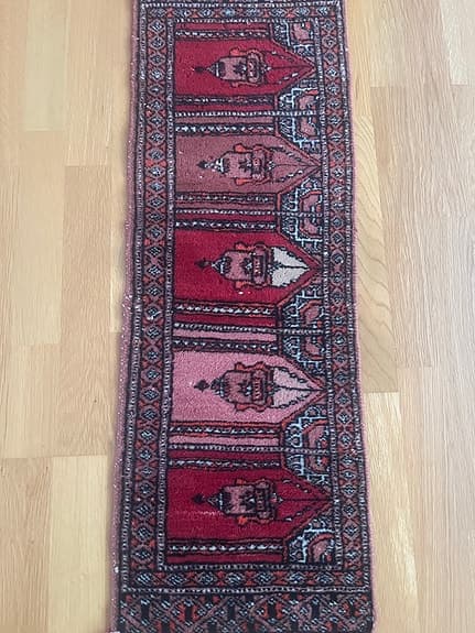 Handknuten orientalisk löpare röd Bokhara-stil