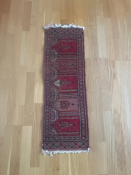 Handknuten orientalisk löpare röd Bokhara-stil