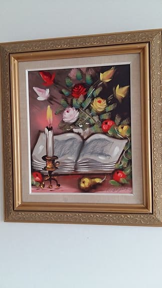 Tavla. Underbar konst, Oljemålning på duk (Canvas) i guldram.
