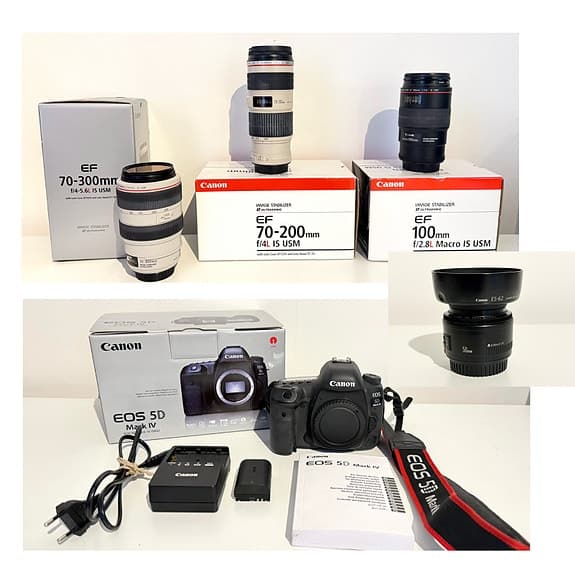 Canon EOS 5D Mark IV + 4 objektiv (3x L) – 1 ägare, komplett, toppskick